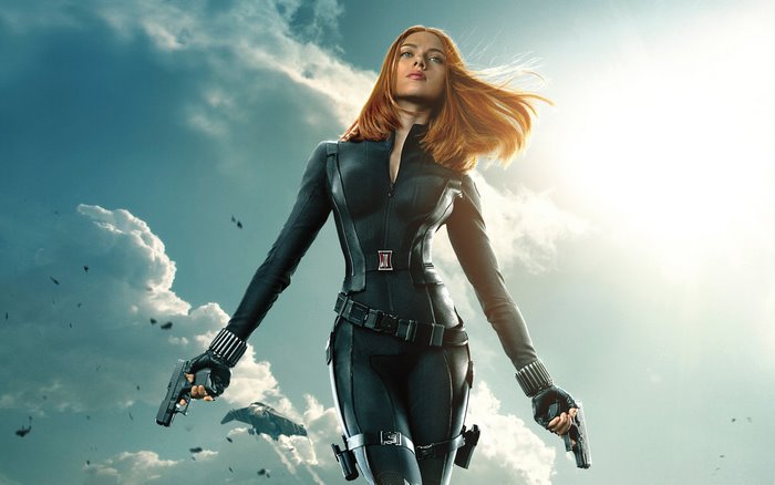 Black Widow in Action Against Dramatic Sky