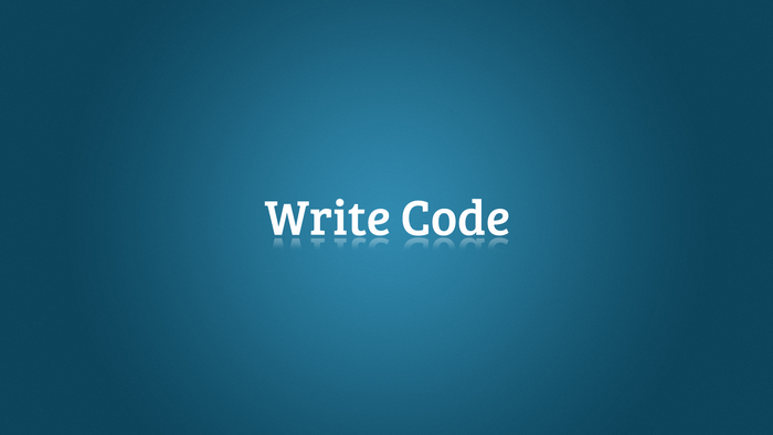 Write Code text on blue background