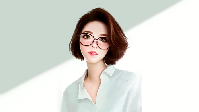 Digital Art of Anime Girl with Glasses