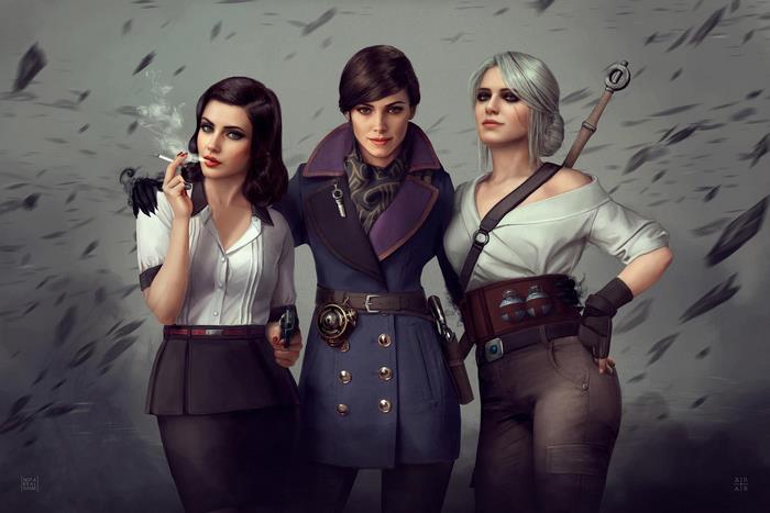 Elizabeth, Booker DeWitt, and Ciri from Video Games