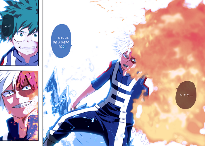 Shoto Todoroki and Izuku Midoriya from My Hero Academia