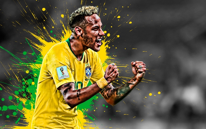 Neymar Celebrating in Brazil Football Jersey