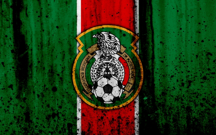 Mexico National Football Team Logo on Textured Flag