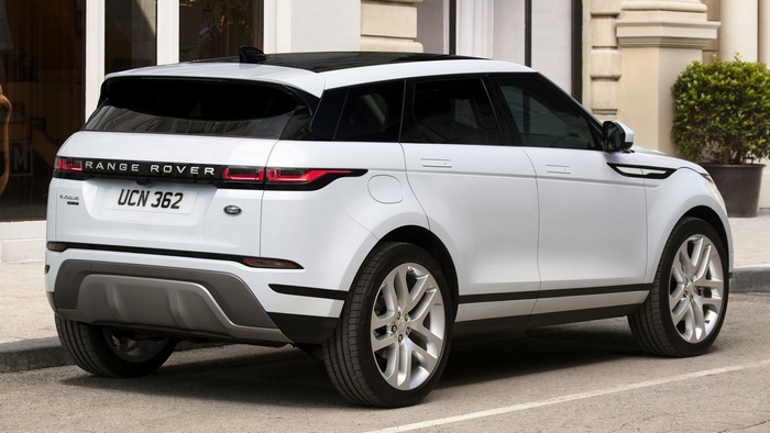 White Range Rover Evoque parked on street