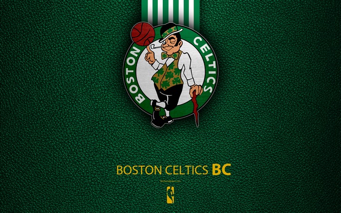 Boston Celtics NBA Logo on Green Leather Texture