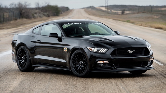 Black Hennessey Mustang GT Coupe on a Road