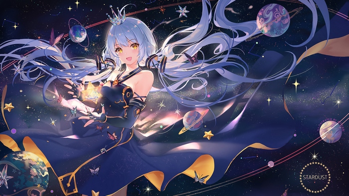 Hatsune Miku from Vocaloid in a cosmic setting