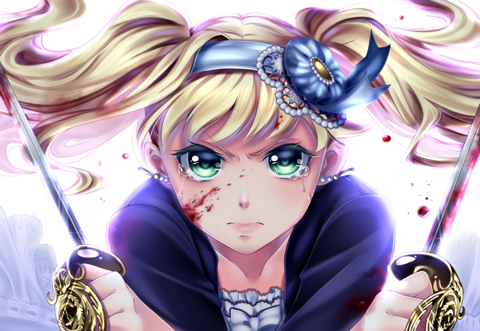Elizabeth Midford with Dual Swords and Fierce Determination