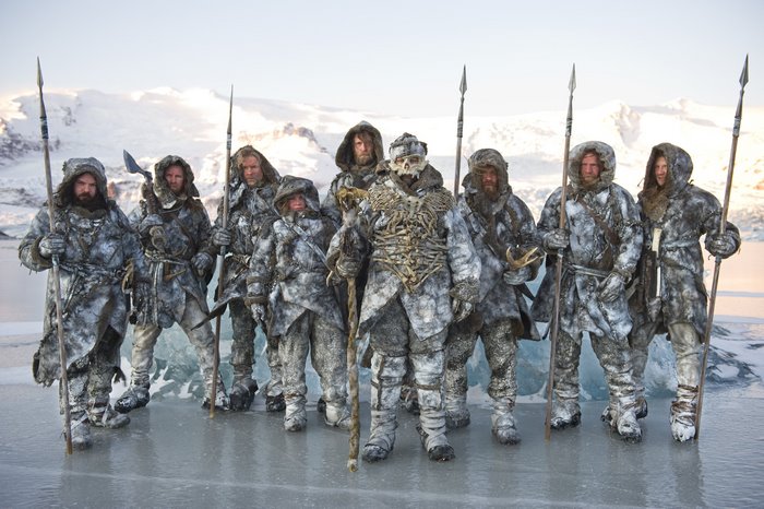 Wildlings from Game of Thrones in a snowy landscape