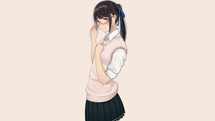 Anime Girl with Glasses and School Uniform
