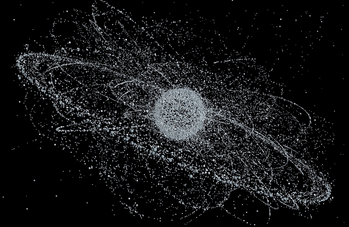 Space debris orbiting Earth