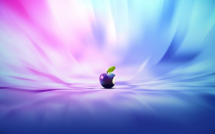 Bitten Apple on Abstract Background