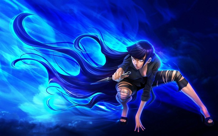 Hinata Hyuga from Naruto with blue energy