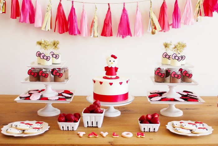 Hello Kitty Birthday Party Dessert Table