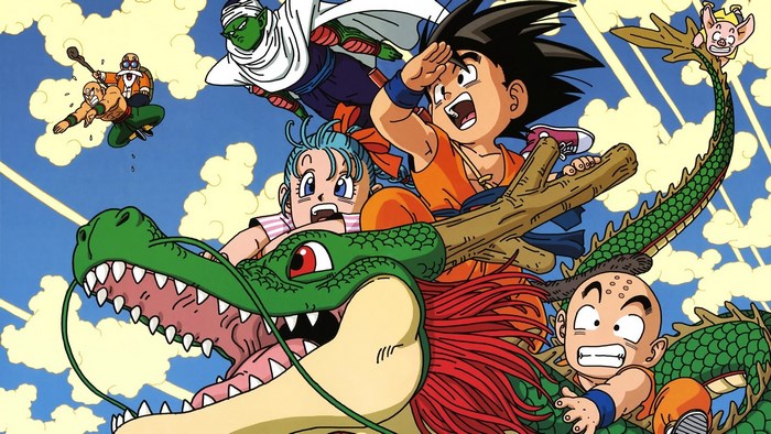 Dragon Ball Z characters riding Shenron