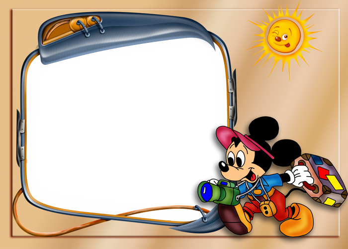 Mickey Mouse with camera and suitcase