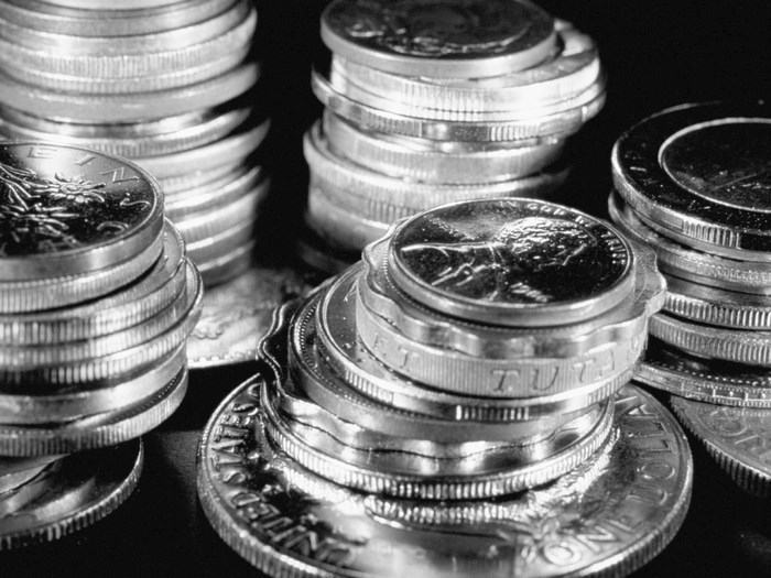 Stacks of various coins