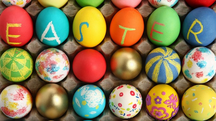 Easter eggs in a carton