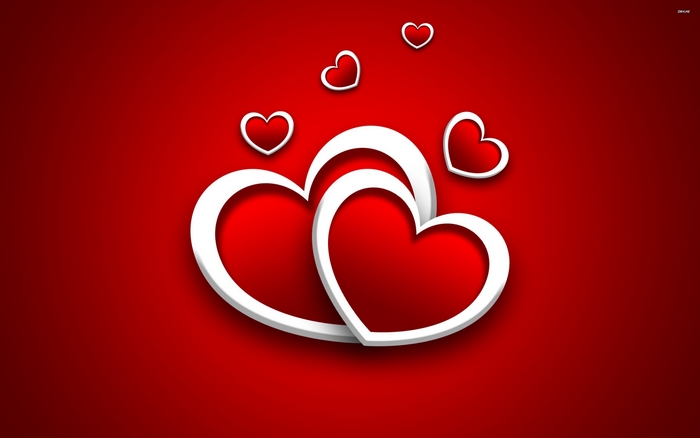 Hearts on Red Background