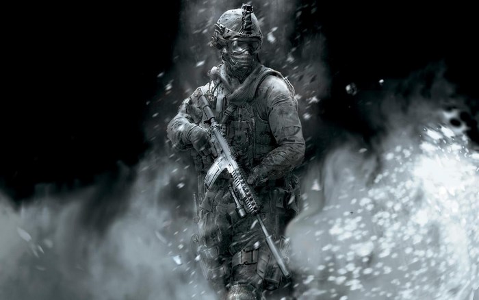 Soldier from Call of Duty holding a rifle