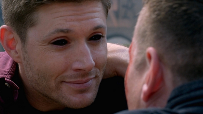Dean Winchester from Supernatural with black eyes