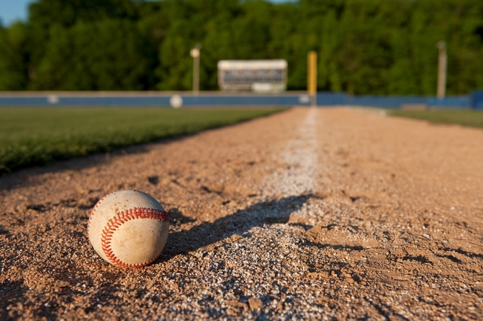 Baseball on a baseball field