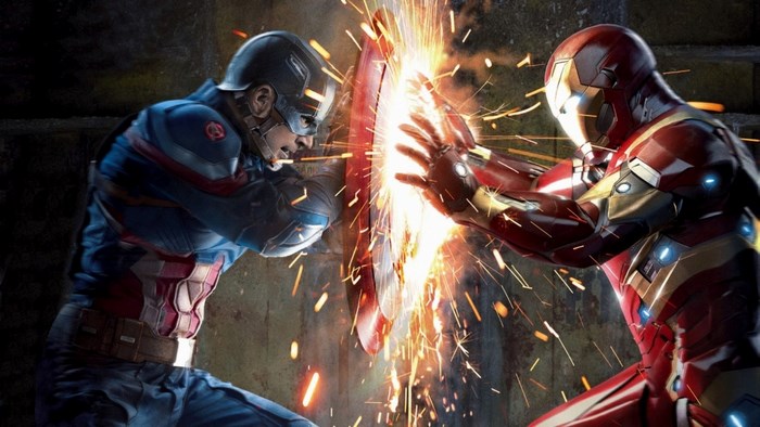 Captain America and Iron Man fighting