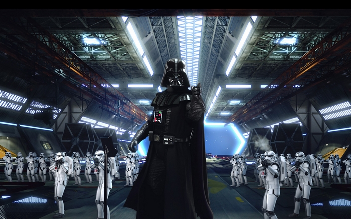 Darth Vader and Stormtroopers in a Hangar