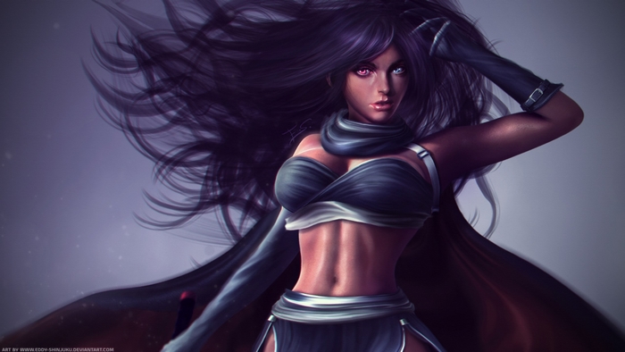 Anime girl with dark hair and heterochromia