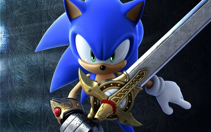 Sonic Holding a Sword Ready for Battle