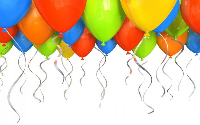 Colorful balloons with streamers