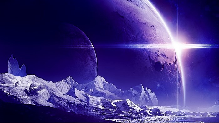 Fantasy planets and icy mountains