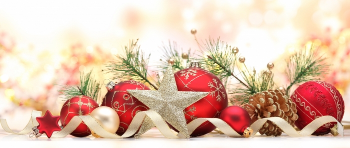 Christmas Ornaments and Pine Branches