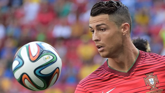 Cristiano Ronaldo playing soccer for Portugal