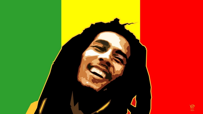 Bob Marley Pop Art with Rasta Colors