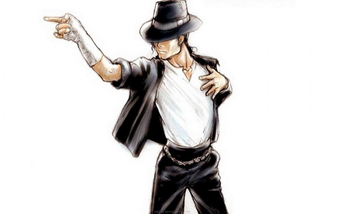 Michael Jackson in black hat and suit