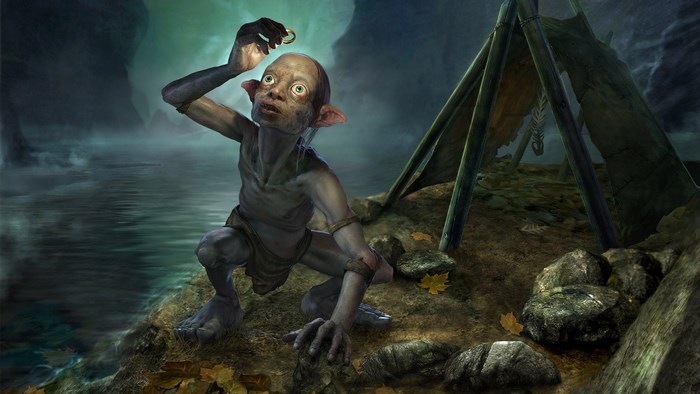 Gollum from Lord of the Rings holding the One Ring