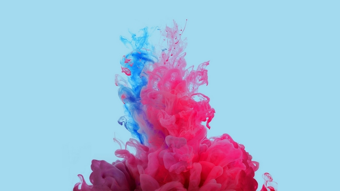 Blue and pink ink in water