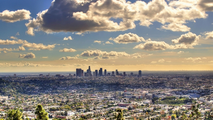 Los Angeles skyline with clouds