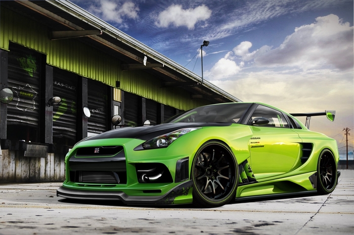 Green Nissan GT-R Nismo with Black Accents