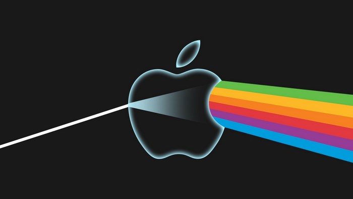 Apple logo with rainbow prism effect