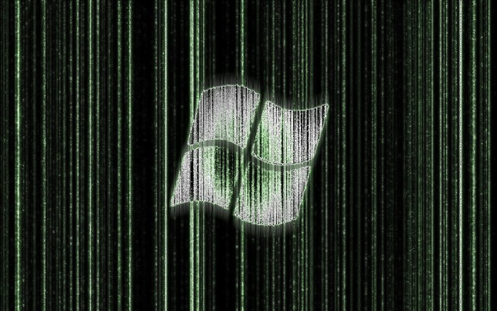 Windows logo on Matrix background