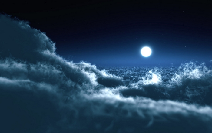 Night sky with moon and clouds