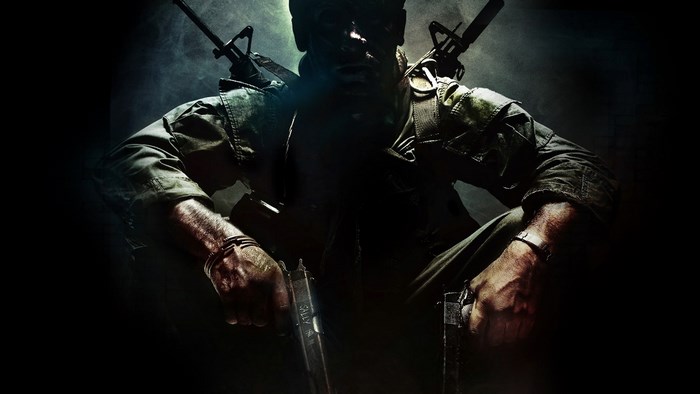 Dark Intense Soldier Armed with Guns