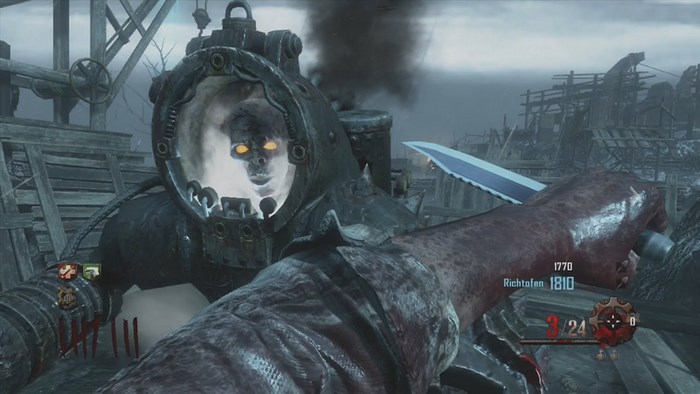 Zombie in a machine with a knife in Call of Duty Zombies