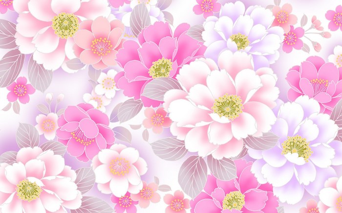Pink and purple peonies with leaves