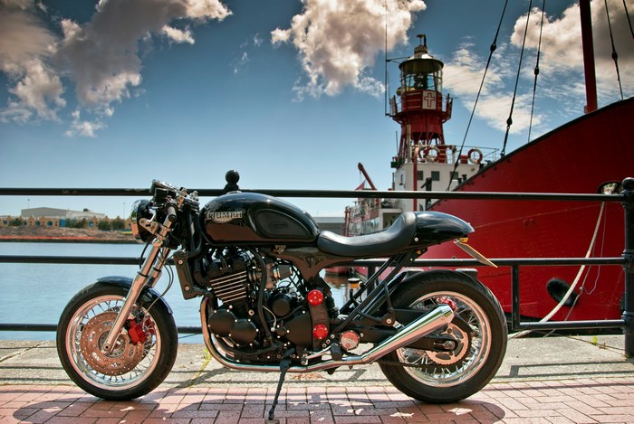 Triumph Thunderbird Cafe Racer by a Lighthouse