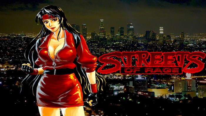 Streets of Rage Female Character in Night Cityscape