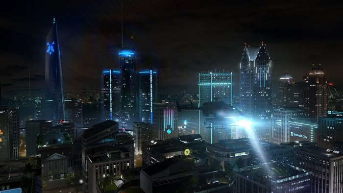 Detroit: Become Human futuristic cityscape at night