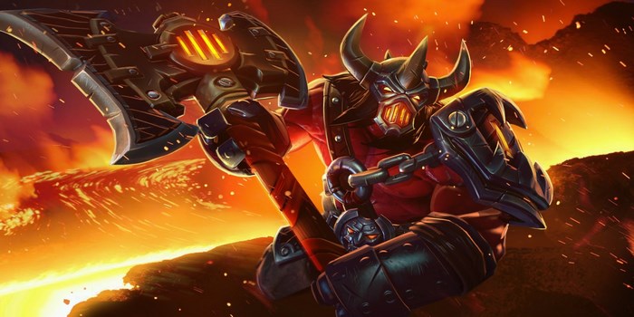 Axe from Dota 2 with a fiery background